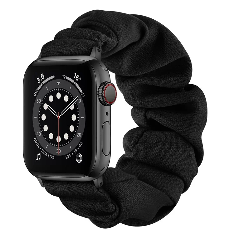 Elastic Hair Band Replacement Watch Strap for Apple Watch Series 10 42mm / 9 8 7 41mm / 6 5 4 SE SE (2022) SE (2023) 40mm / 3 2 1 38mm , Size: S - Black Connector / Blackblack