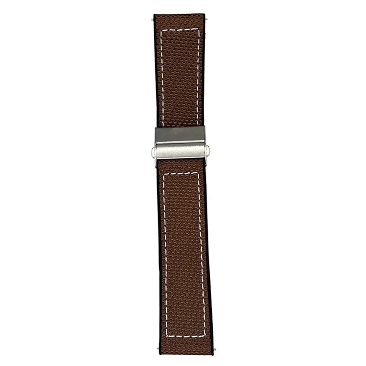 Für Samsung Galaxy Watch7 44mm / 40mm Uhrenarmband 20mm Silikon + Seide Faltschließe Armband - Kaffee