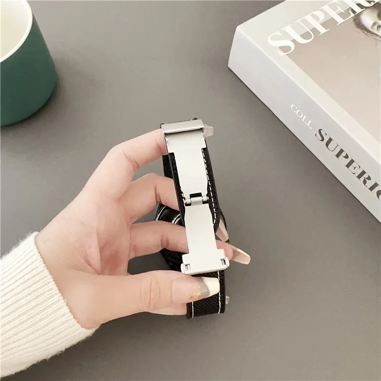Für Samsung Galaxy Watch7 44mm / 40mm Uhrenarmband 20mm Silikon + Seide Faltschließe Armband - Kaffee