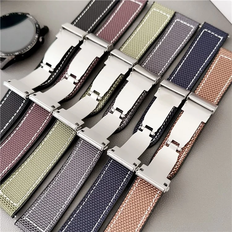 Für Samsung Galaxy Watch7 44mm / 40mm Uhrenarmband 20mm Silikon + Seide Faltschließe Armband - Kaffee