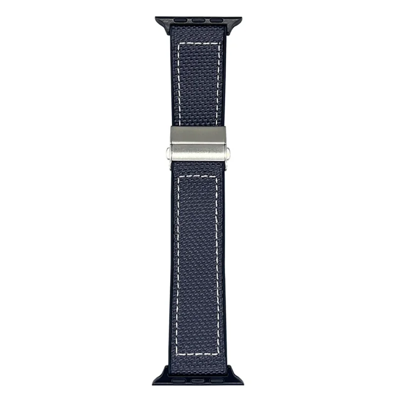Banda de reloj para Apple Watch Series 10 Ultra 9 8 7 SE 6 5 4 3 2 1 46mm 49mm 45mm 44mm 42mm Silicona + Hebilla plegable de seda Correa de muñeca - Gris