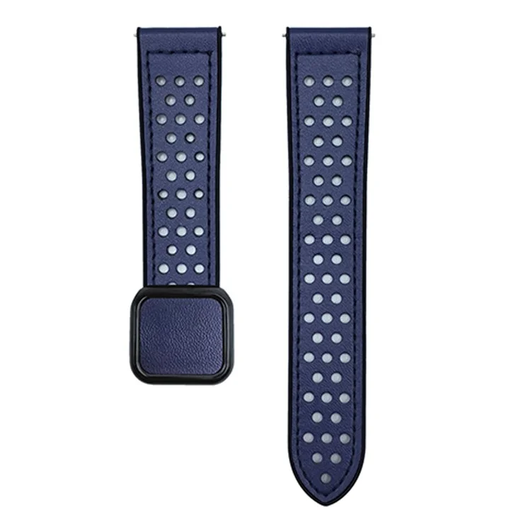 Pulseira de Relógio de 20mm para Samsung Galaxy Watch7 44mm / 40mm Fivela Magnética Quadrada Pulseira de Silicone Perfurada - Azul Meia-Noite