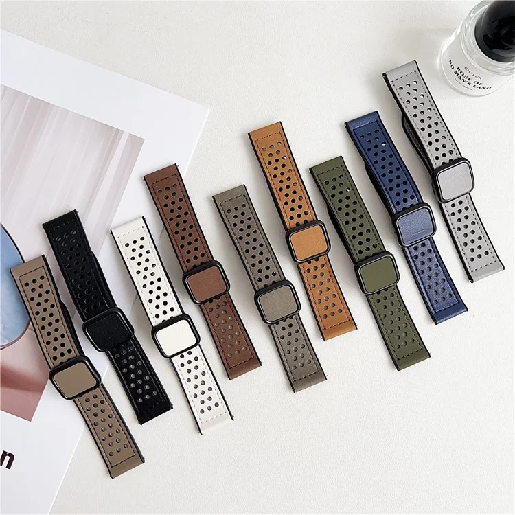 Pulseira de Relógio de 20mm para Samsung Galaxy Watch7 44mm / 40mm Fivela Magnética Quadrada Pulseira de Silicone Perfurada - Azul Meia-Noite