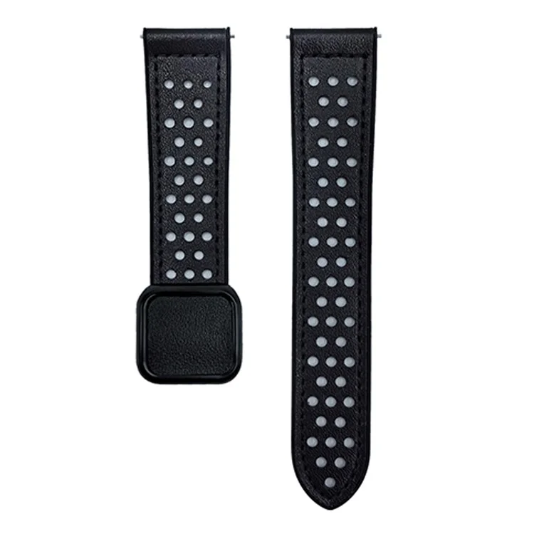 22mm Watch Band For Huawei Watch GT 5 46mm  /  GT 5 Pro 46mm Square Magnetic Buckle Perforated Silicone Strap - Black