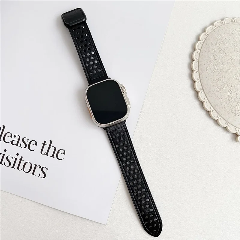 Pulseira para Apple Watch Series 10 Ultra 9 8 7 SE 6 5 4 3 2 1 46mm 49mm 45mm 44mm 42mm Fivela Magnética Quadrada Pulseira de Silicone - Preto