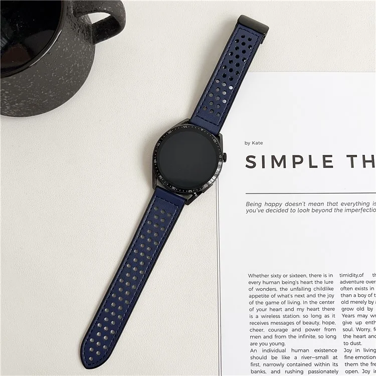 Para Samsung Galaxy Watch7 44mm / 40mm Pulseira de 20mm com Fivela Magnética e Silicone Perfurado - Azul Meia-Noite