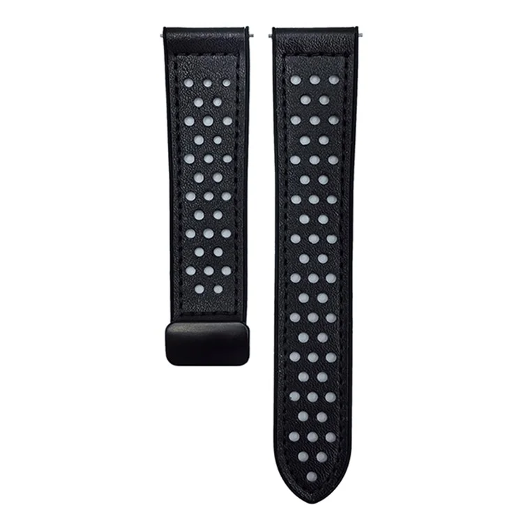 Para Huawei Watch GT 5 46mm Pulseira de Relógio de 22mm Fivela Magnética Correia de Silicone Perfurada - Preto