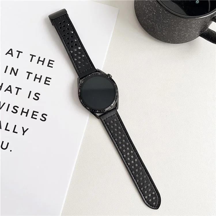 Para Huawei Watch GT 5 46mm Pulseira de Relógio de 22mm Fivela Magnética Correia de Silicone Perfurada - Preto