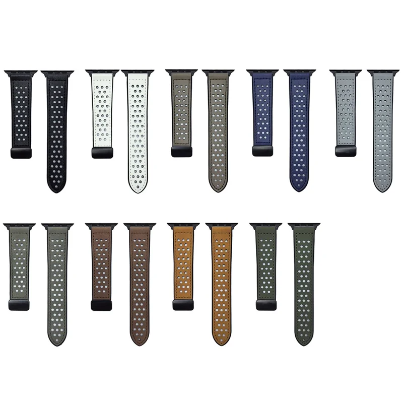 Watch Band For Apple Watch Ultra 3 2 1 49mm / Series 11 10 46mm / 9 8 7 45mm / SE3 SE2 SE 6 5 4 44mm / 3 2 1 42mm Magnetic Buckle Perforated Silicone Strap - Matte Army Green