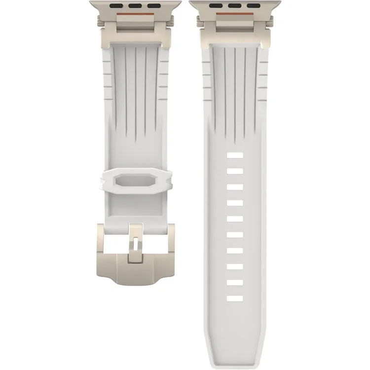 Silicone Strap for Apple Watch Series 10 Ultra 9 8 7 SE 6 5 4 3 2 1 46mm 49mm 45mm 44mm 42mm Watch Band Mecha Style - White