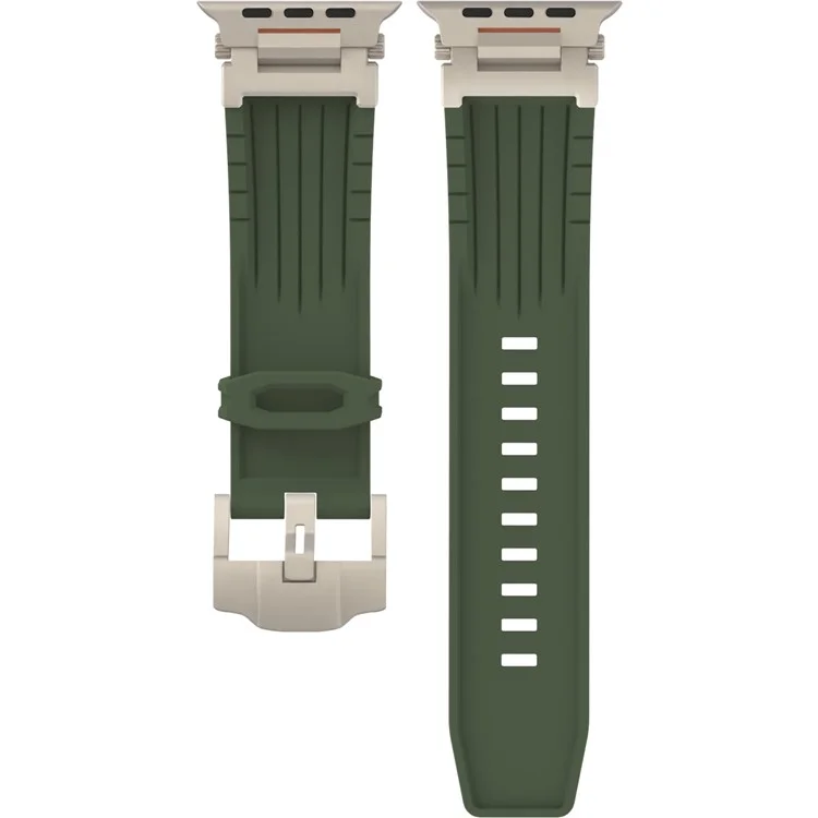 Silicone Strap for Apple Watch Series 10 Ultra 9 8 7 SE 6 5 4 3 2 1 46mm 49mm 45mm 44mm 42mm Watch Band Mecha Style - Army Green
