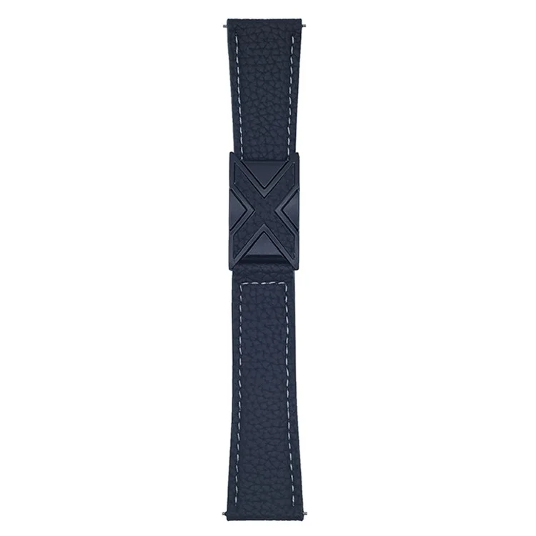 Correa de cuero con textura de piel de lis, hebilla magnética X, de 20 mm, para Samsung Galaxy Watch7 44 mm / 40 mm - Negro