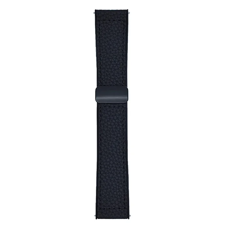 Para Samsung Galaxy Watch7 44mm / 40mm Correa de Reloj de 20mm con Hebilla Magnética, Textura de Cuero de Ante y Silicona - Negro