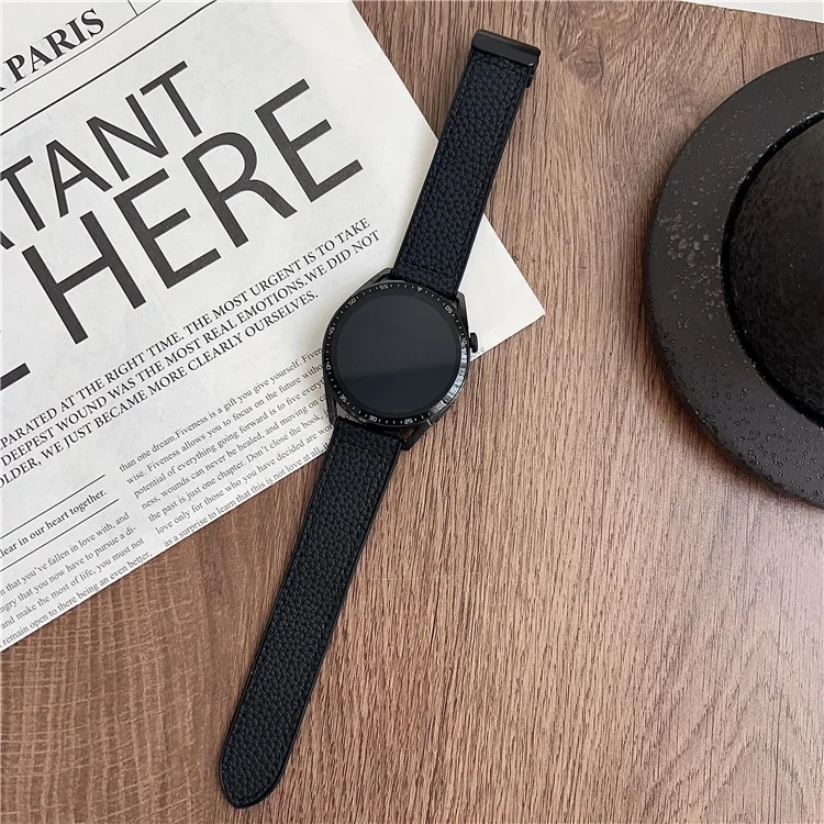 Para Samsung Galaxy Watch7 44mm / 40mm Correa de Reloj de 20mm con Hebilla Magnética, Textura de Cuero de Ante y Silicona - Negro