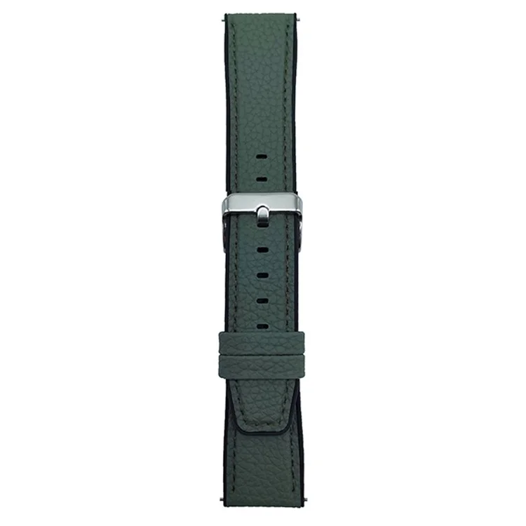 Pour Huawei Watch GT 5 41mm Bracelet 18mm Boucle Métallique Texture de Cuir de Litchi Bracelet en Silicone - Gris Vert