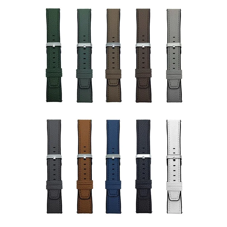 Pour Huawei Watch GT 5 41mm Bracelet 18mm Boucle Métallique Texture de Cuir de Litchi Bracelet en Silicone - Gris Vert