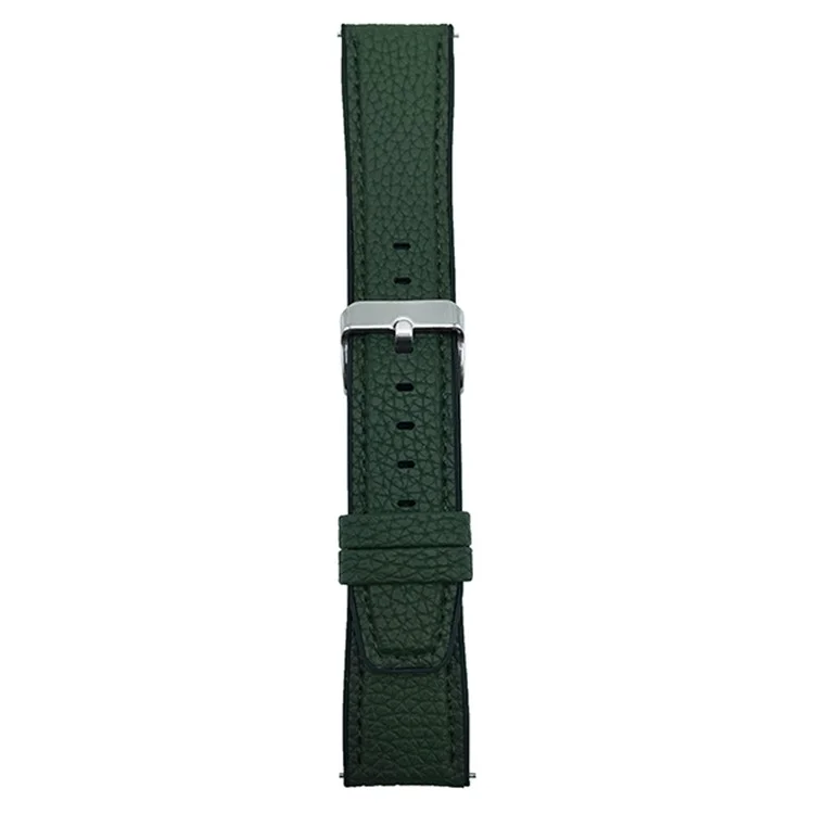 Correa de 20 mm para Samsung Galaxy Watch7 44 mm / 40 mm con hebilla metálica, textura de cuero de búfalo y silicona - Verde Negruzco
