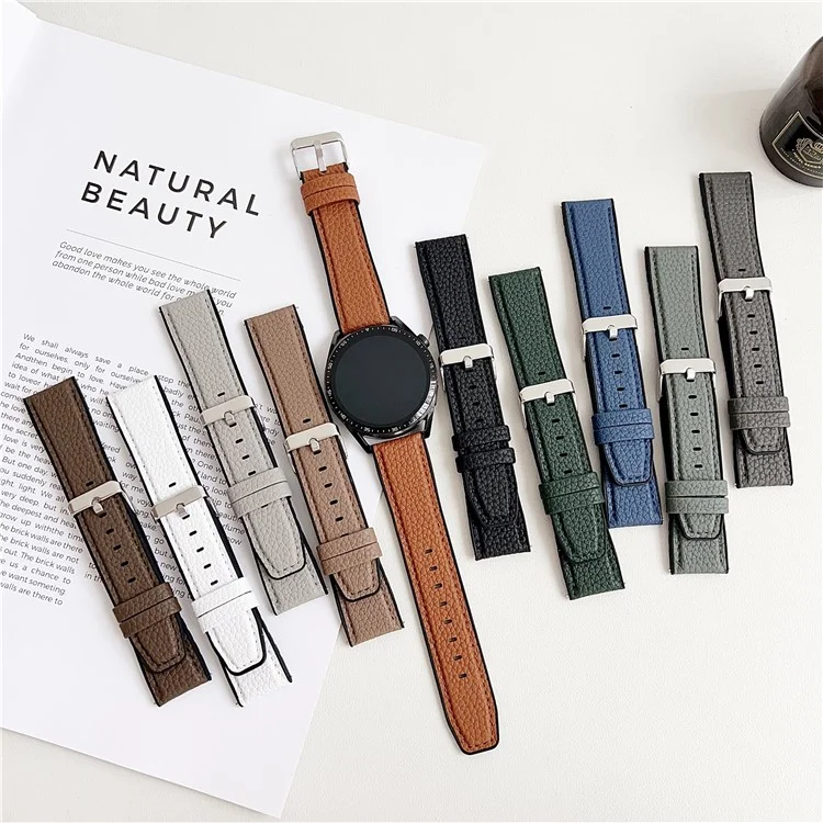 Correa de 20 mm para Samsung Galaxy Watch7 44 mm / 40 mm con hebilla metálica, textura de cuero de búfalo y silicona - Verde Negruzco