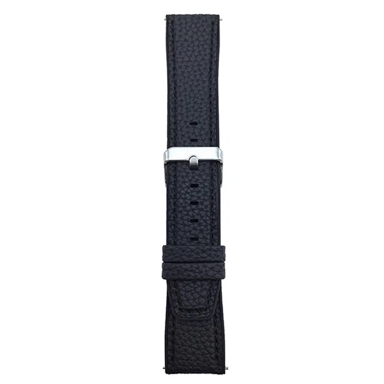 For Huawei Watch GT 5 46mm Watch Band 22mm Metal Buckle Litchi Texture Silicone Strap - Black