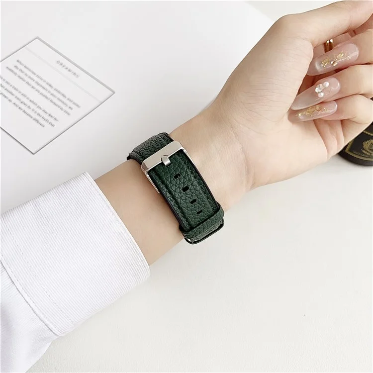 For Huawei Watch GT 5 46mm Watch Band 22mm Metal Buckle Litchi Texture Silicone Strap - Black
