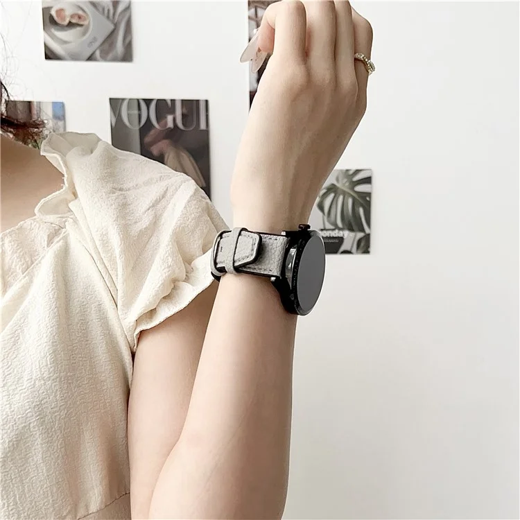 For Huawei Watch GT 5 46mm Watch Band 22mm Metal Buckle Litchi Texture Silicone Strap - Black