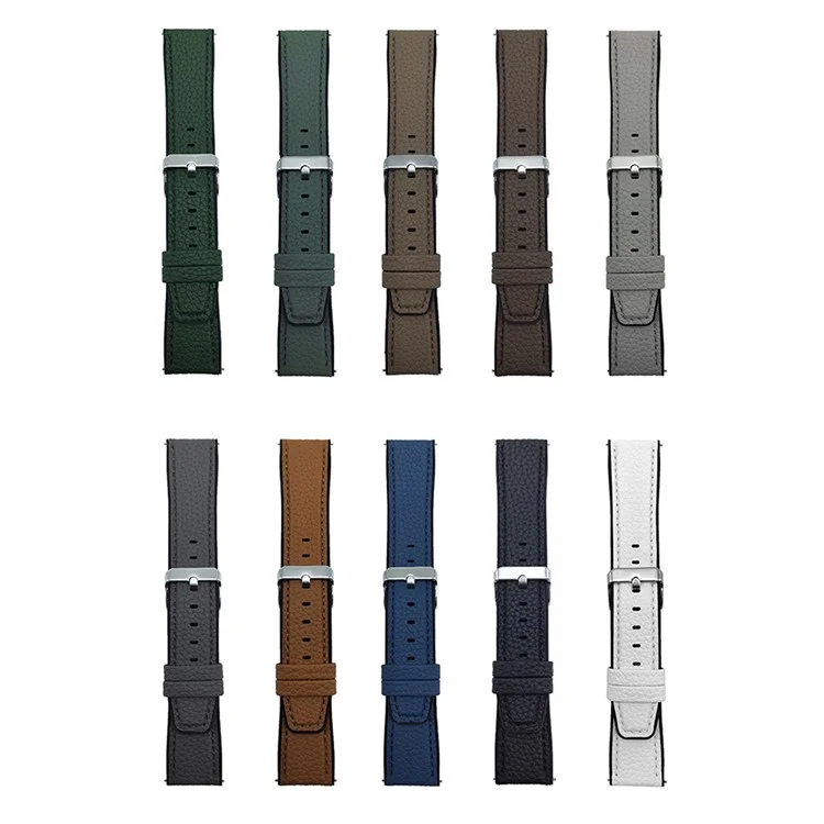 For Huawei Watch GT 5 46mm Watch Band 22mm Metal Buckle Litchi Texture Silicone Strap - Black