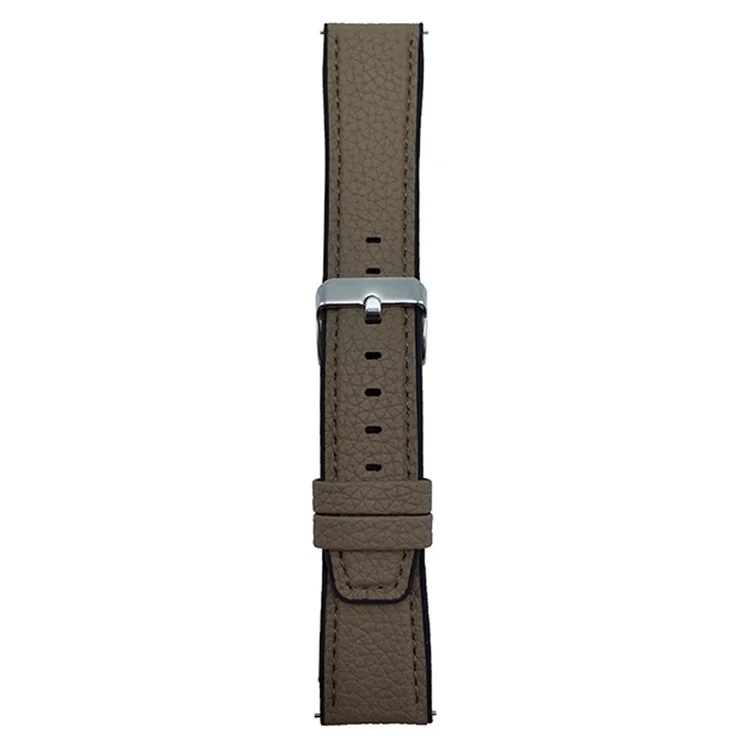 For Huawei Watch GT 5 46mm Watch Band 22mm Metal Buckle Litchi Texture Silicone Strap - Tan