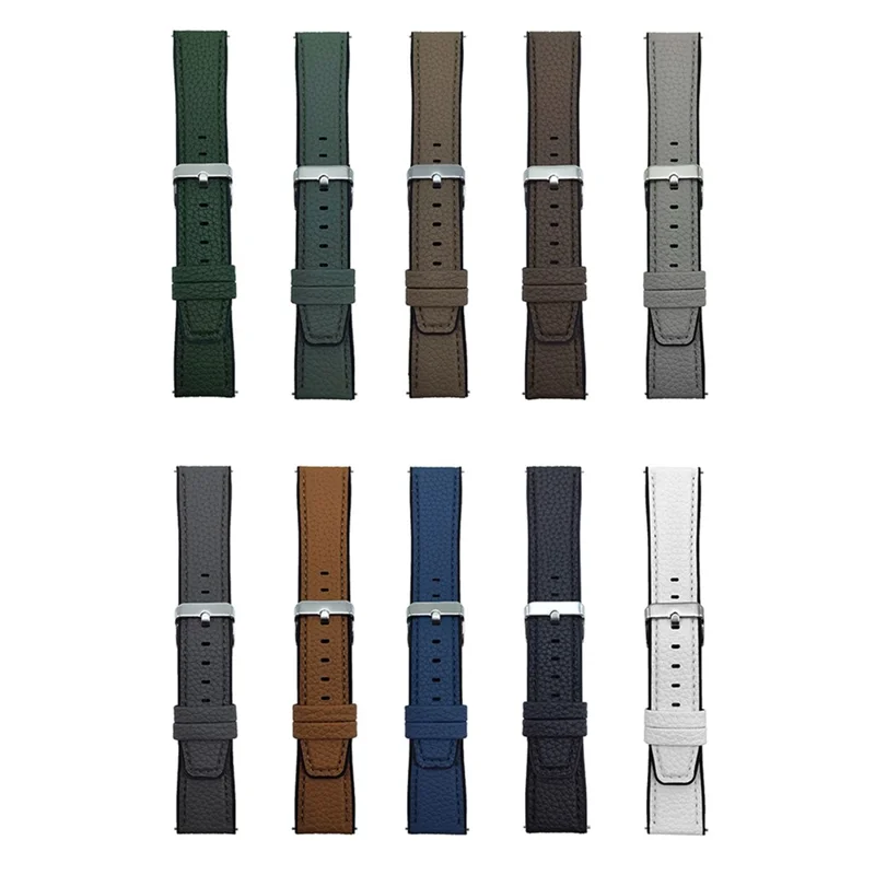 For Huawei Watch GT 5 46mm Watch Band 22mm Metal Buckle Litchi Texture Silicone Strap - Tan