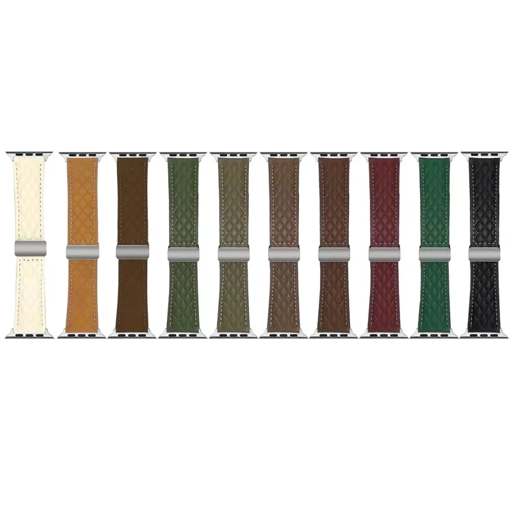 Watch Band For Apple Watch Series 10 Ultra 9 8 7 SE 6 5 4 3 2 1 46mm 49mm 45mm 44mm 42mm Magnetic Starlight Buckle Leather Strap - Matte Light Brown
