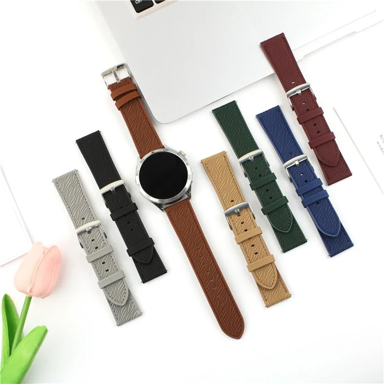 Für Huawei Watch GT 5 41mm Uhrenarmband 18mm Schnellverschluss Drachenschuppen-Textur Lederarmband - Hellgrau