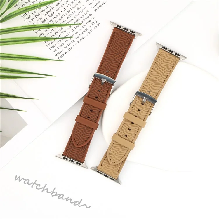 Watch Band For For Apple Watch Series 10 Ultra 9 8 7 SE 6 5 4 3 2 1 46mm 49mm 45mm 44mm 42mm Dragon Scale Texture Leather Strap - Dark Brown