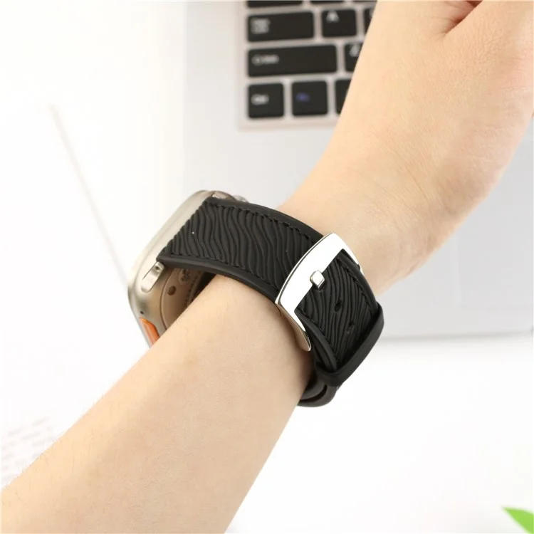 Watch Band For For Apple Watch Series 10 Ultra 9 8 7 SE 6 5 4 3 2 1 46mm 49mm 45mm 44mm 42mm Dragon Scale Texture Leather Strap - Dark Brown