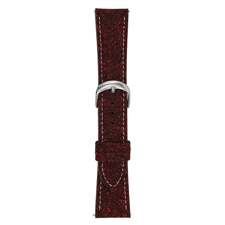 For Samsung Galaxy Watch7 44mm  /  40mm Adjustable Strap 20mm Glitter Leather Watch Band - Red