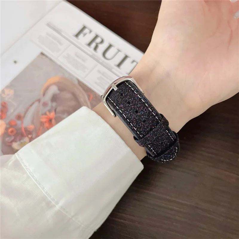 Adjustable Strap for Apple Watch Series 10 Ultra 9 8 7 SE 6 5 4 3 2 1 46mm 49mm 45mm 44mm 42mm Glitter Leather Watch Band - Beige