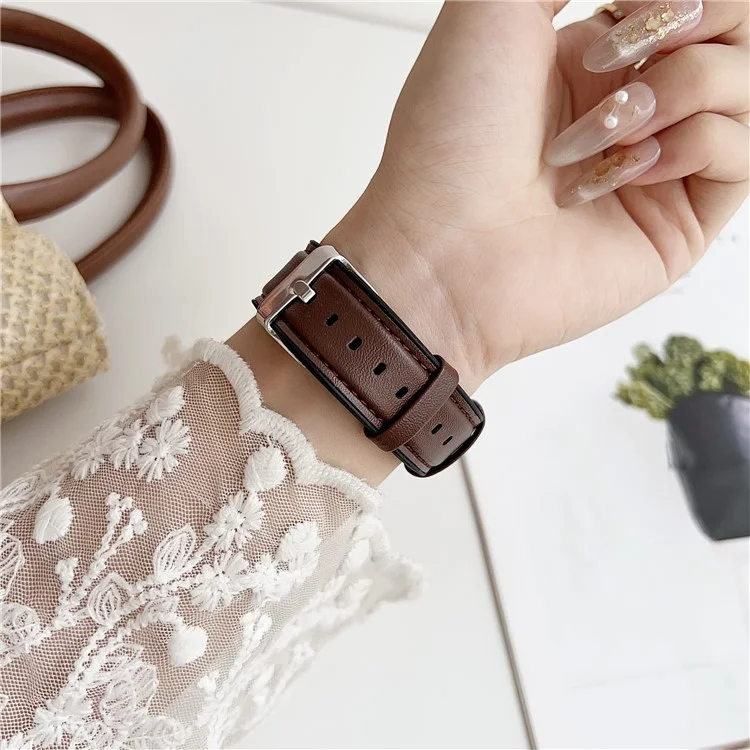 22mm Watch Band for Huawei Watch GT 5 46mm / 5 Pro 46mm Flat End Napa Texture PU Covered Silicone Strap - Light Brown