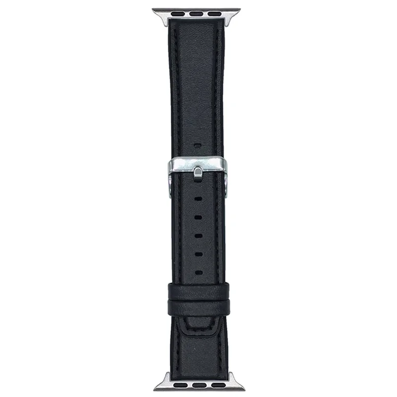 Watch Band for Apple Watch Series 10 9 8 7 SE 6 5 4 3 2 1 42mm 41mm 40mm 38mm Napa Texture PU Covered Silicone Strap - Black
