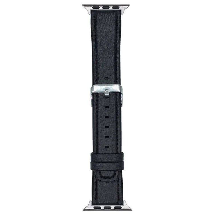 Watch Band for Apple Watch Series 10 Ultra 9 8 7 SE 6 5 4 3 2 1 46mm 49mm 45mm 44mm 42mm Napa Texture PU Covered Silicone Strap - Black