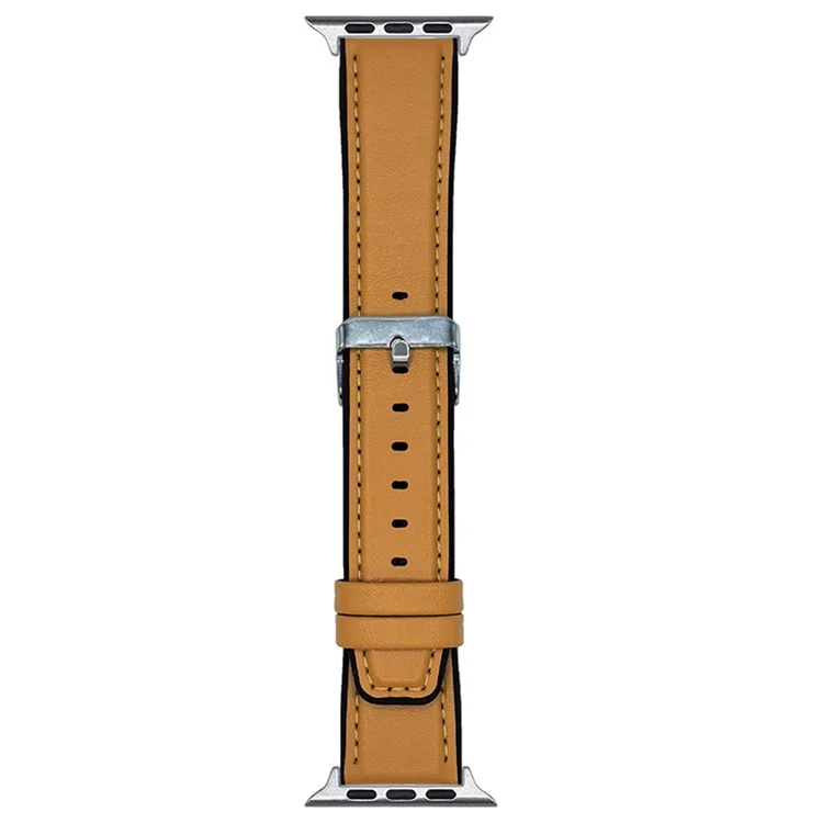 Watch Band for Apple Watch Series 10 Ultra 9 8 7 SE 6 5 4 3 2 1 46mm 49mm 45mm 44mm 42mm Napa Texture PU Covered Silicone Strap - Light Brown