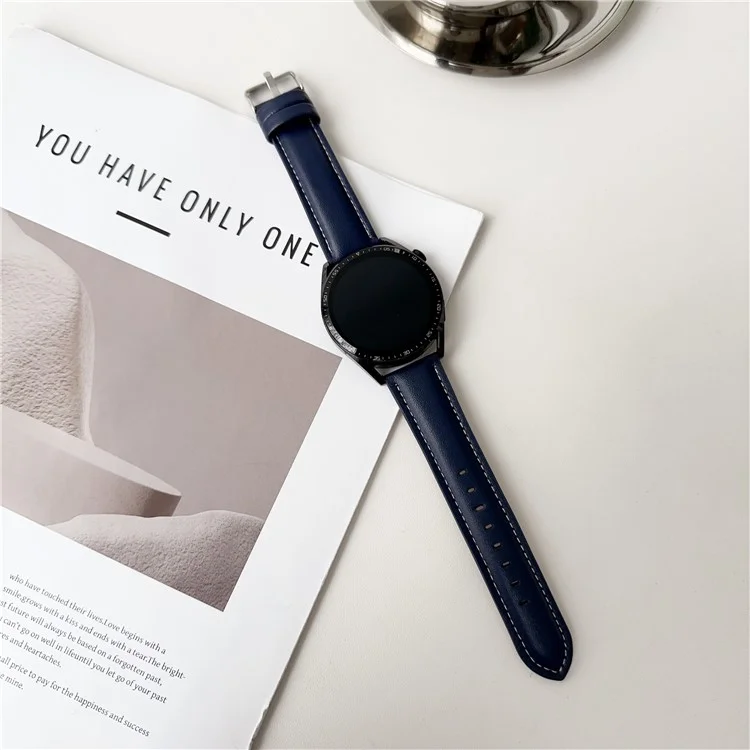 For Huawei Watch GT 5 41mm Nappa Texture Watch Band 18mm Adjustable Leather Wrist Strap - Midnight Blue