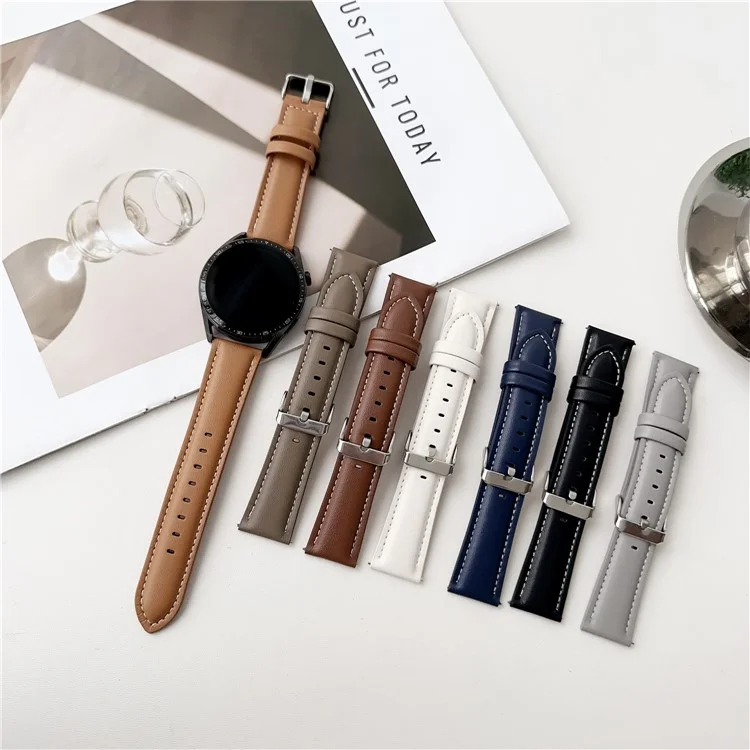 For Huawei Watch GT 5 41mm Nappa Texture Watch Band 18mm Adjustable Leather Wrist Strap - Midnight Blue