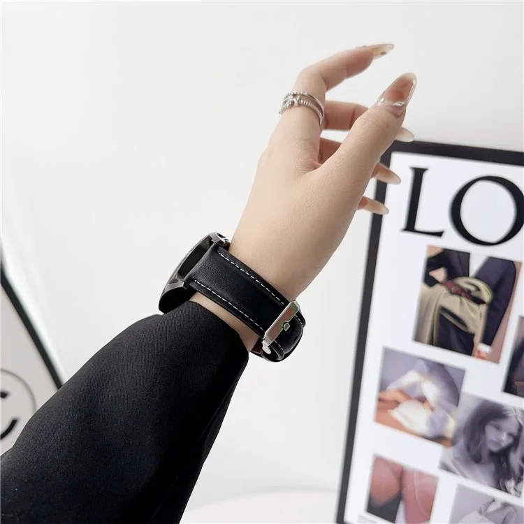 Correa de Cuero Nappa para Samsung Galaxy Watch7 44mm / 40mm Banda de Reloj de 20mm Ajustable - Negro