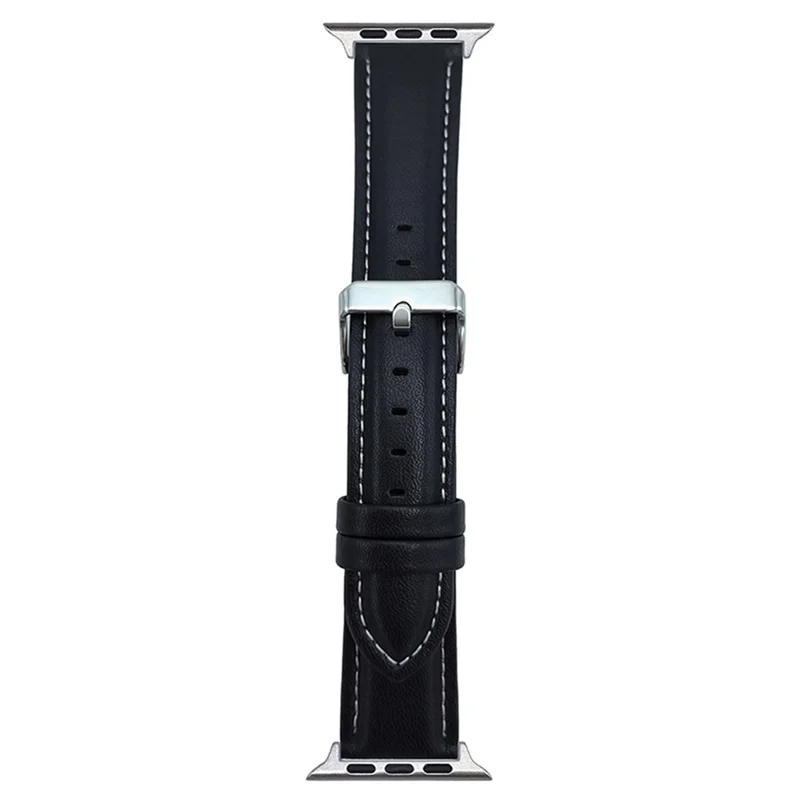 Watch Band for  Apple Watch Series 11 10 42mm / 9 8 7 41mm / SE3 SE2 SE 6 5 4 40mm / 3 2 1 38mm Nappa Texture Adjustable Leather Wrist Strap - Black
