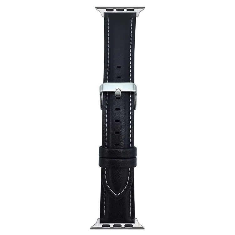 Watch Band for Apple Watch Series 10 Ultra 9 8 7 SE 6 5 4 3 2 1 46mm 49mm 45mm 44mm 42mm Nappa Texture Leather Wrist Strap - Black