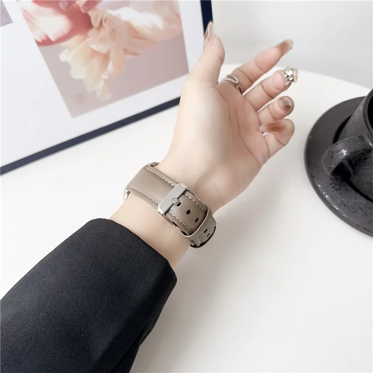 Watch Band for Apple Watch Series 10 Ultra 9 8 7 SE 6 5 4 3 2 1 46mm 49mm 45mm 44mm 42mm Nappa Texture Leather Wrist Strap - Black