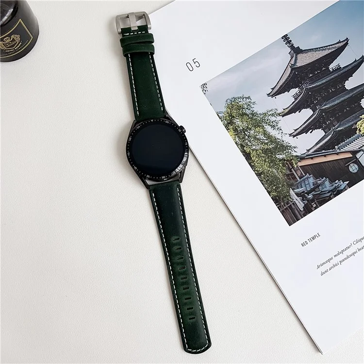 Correa de Cuero Auténtico Universal de 22 mm para Huawei Watch GT 5 46mm - Marrón Claro