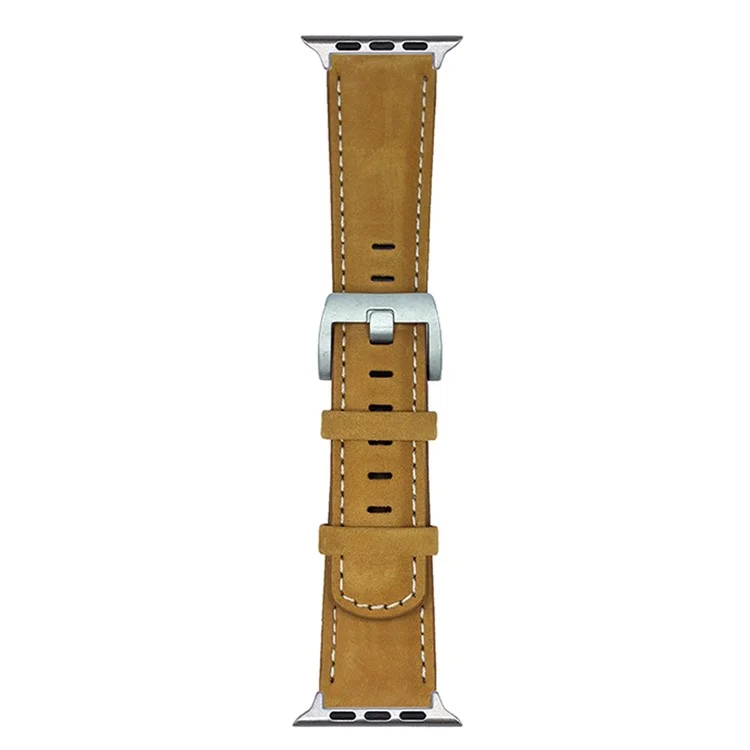 Genuine Leather Watchband For Apple Watch Series 10 9 8 7 SE 6 5 4 3 2 1 42mm 41mm 40mm 38mm Wrist Strap Replacement - Light Brown