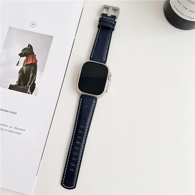 Genuine Leather Watchband For Apple Watch Series 10 9 8 7 SE 6 5 4 3 2 1 42mm 41mm 40mm 38mm Wrist Strap Replacement - Light Brown