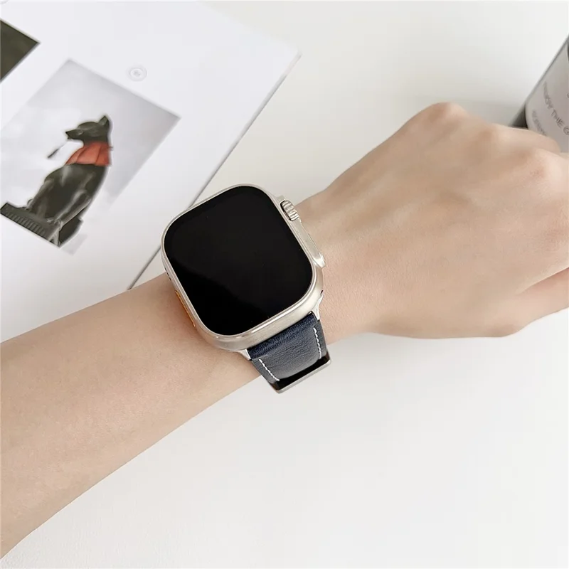 Genuine Leather Watchband For Apple Watch Series 10 9 8 7 SE 6 5 4 3 2 1 42mm 41mm 40mm 38mm Wrist Strap Replacement - Light Brown