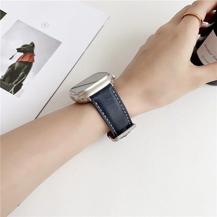 Original Lederarmband für Apple Watch Series 10 9 8 7 SE 6 5 4 3 2 1 42mm 41mm 40mm 38mm Ersatz-Uhrenarmband - Dunkelbraun