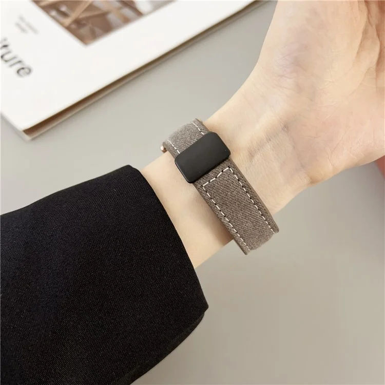 Bracelet de montre universel 18 mm pour Huawei Watch GT 5 41 mm Boucle magnétique Cuir Nylon Bracelet - Café
